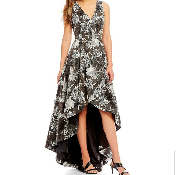 calvin klein embroidered floral gown